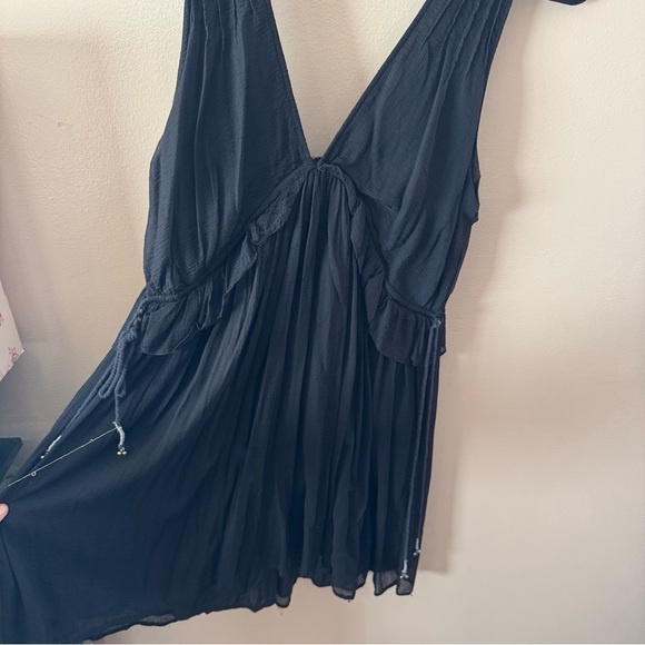 Free People Women's Rio Grande Black Flowy Mini Dress Size Medium - Picture 3 of 4